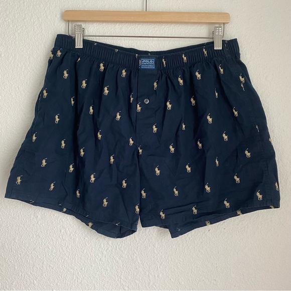Polo Ralph Lauren Other - Polo Ralph Lauren navy blue and gold logo print boxer shorts, size L